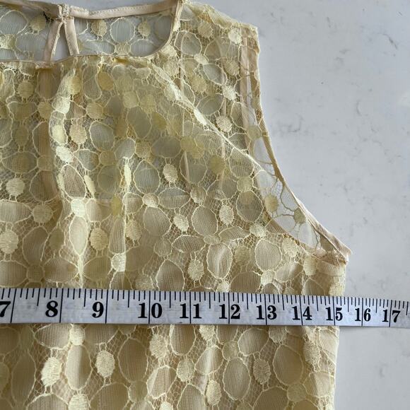 Milly Yellow And Black Lace Sheath Dress Bow Waist Button Back size 2 - Picture 9 of 13